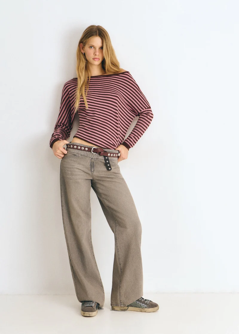 Asymmetric striped sweater