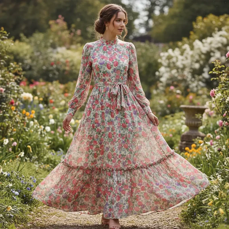 Viskosestoff mit Blumen Motiv