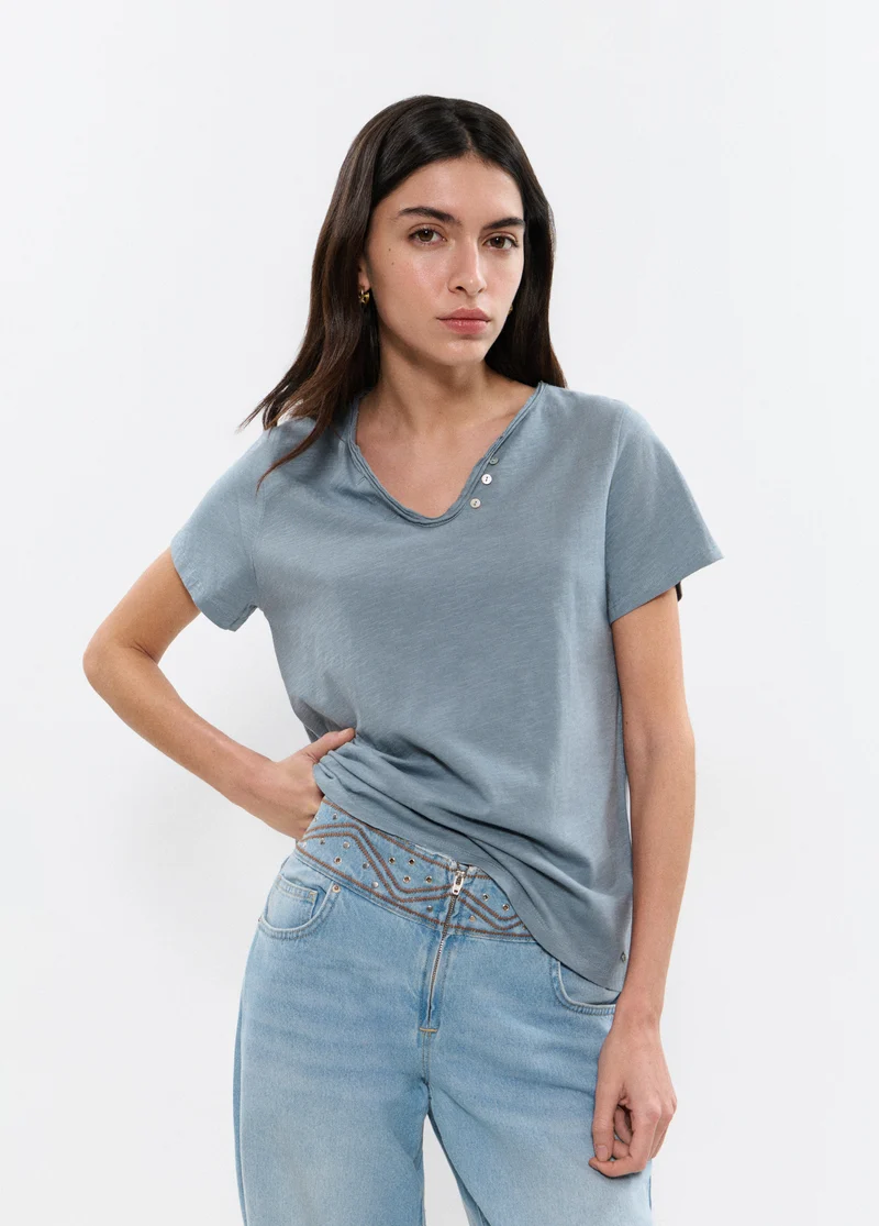 Button-front T-shirt