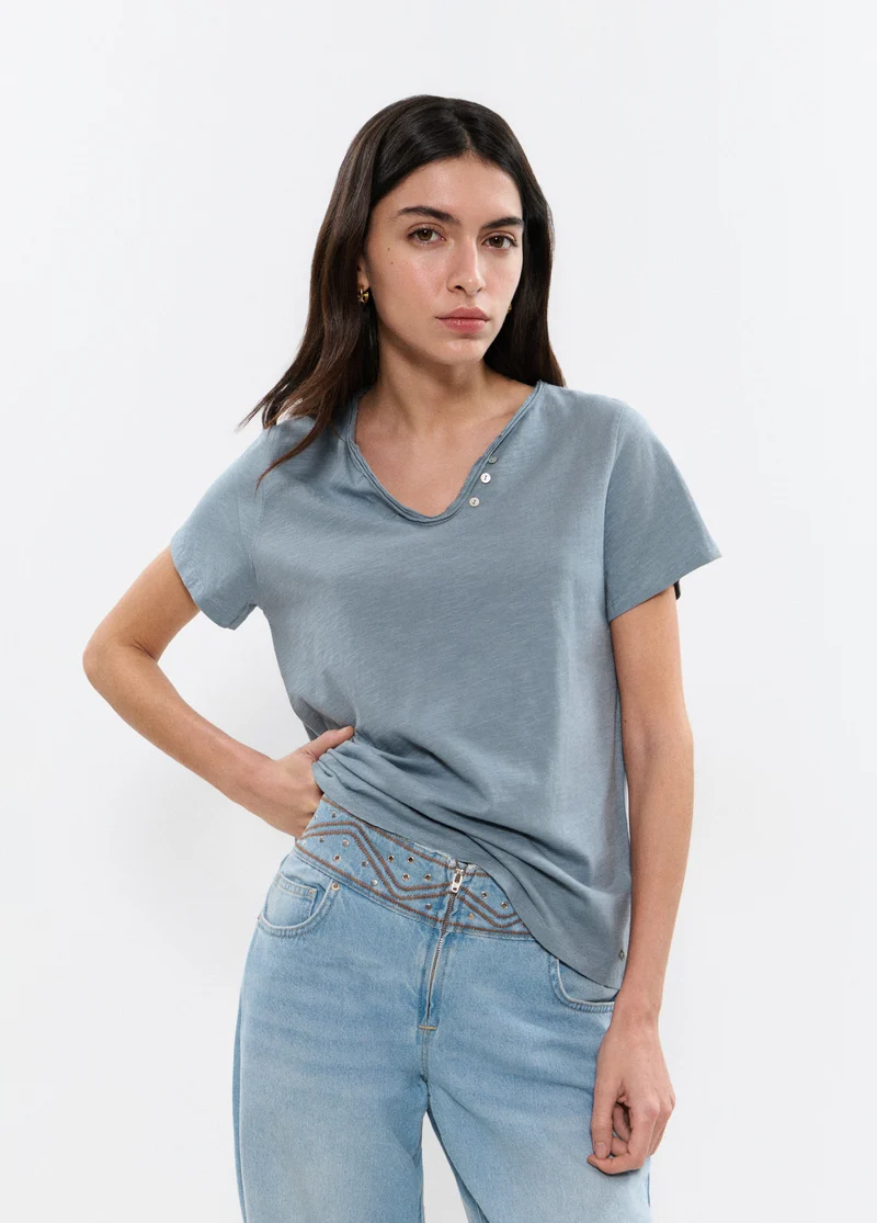 Button-front T-shirt