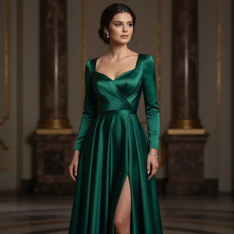 Premium Stretch Satin dunkelgrün