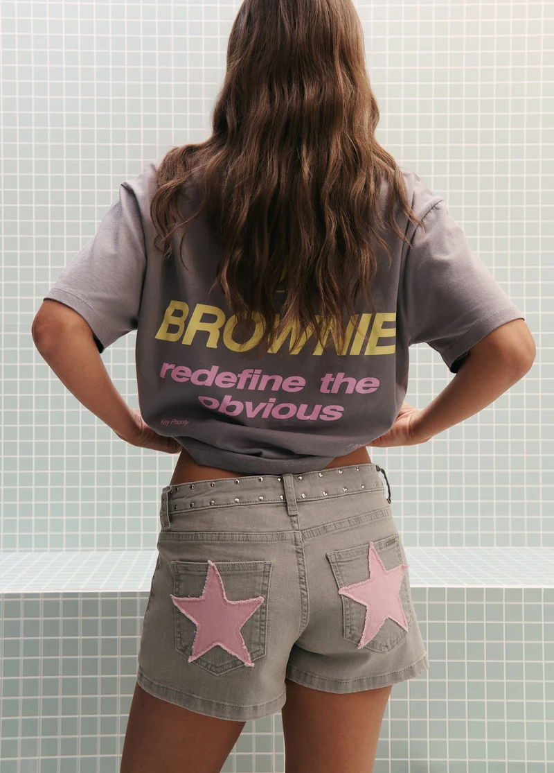 Star stud patch shorts