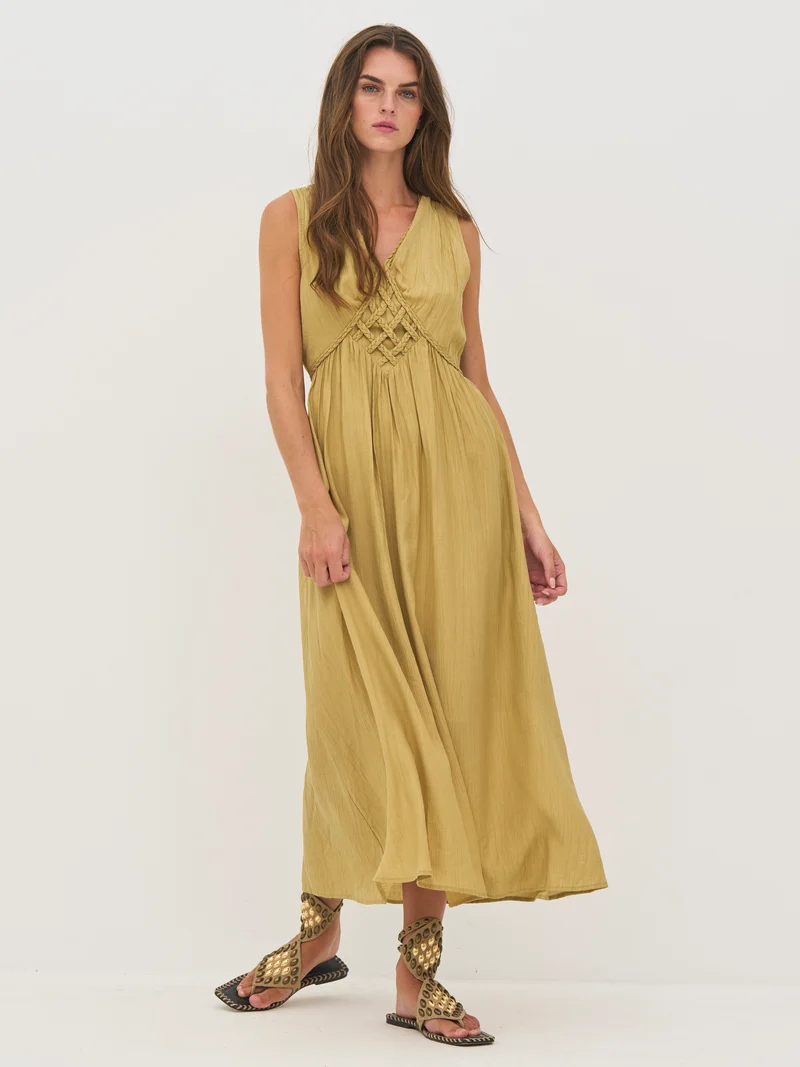 DALIA Kleid Zopf - Yellow