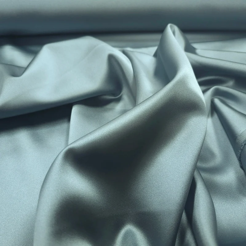Premium Stretch Satin stahlblau