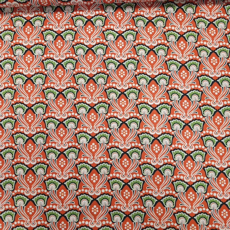 Baumwolle Popeline rot mit Blumen | 190 cm Reststück