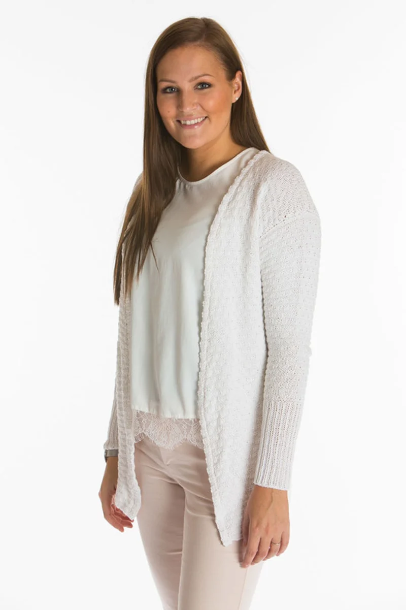 Lange Strickjacke mit Waffelmuster