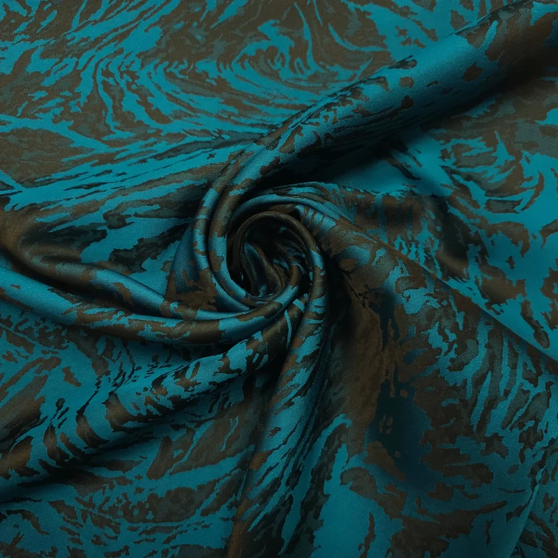 Polyesterstoff blau/schwarz | abstraktes Muster