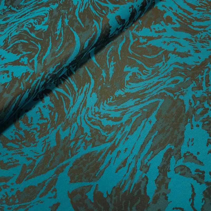 Polyesterstoff blau/schwarz | abstraktes Muster