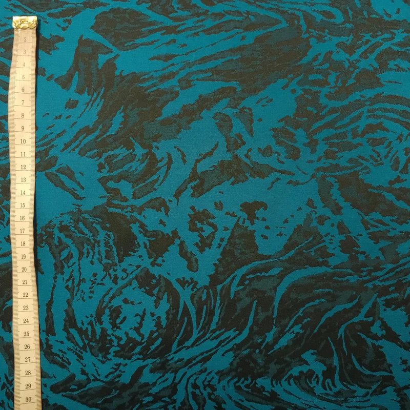 Polyesterstoff blau/schwarz | abstraktes Muster