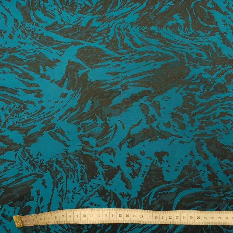 Polyesterstoff blau/schwarz | abstraktes Muster