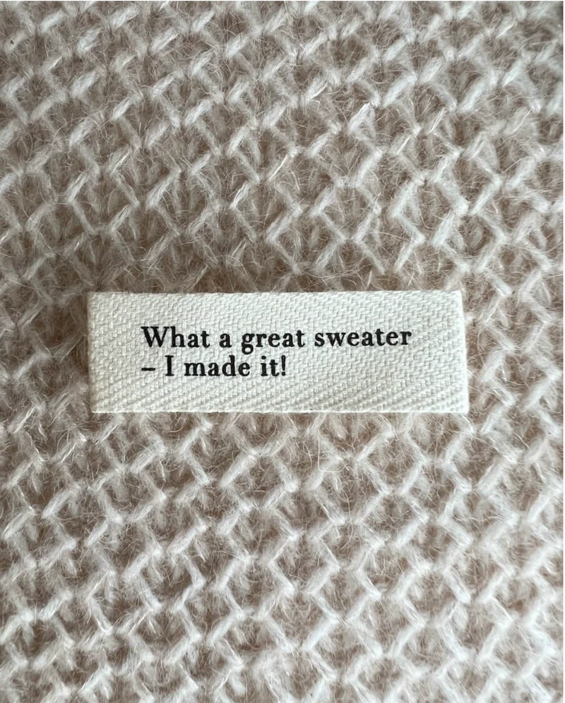 Label "what a great sweater-I made it" Baumwolle, PetiteKnit