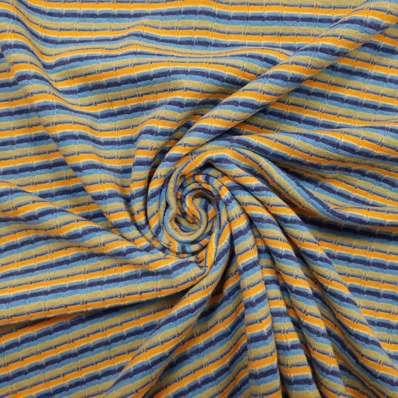 Strick Jersey gestreift mehrfarbig blau