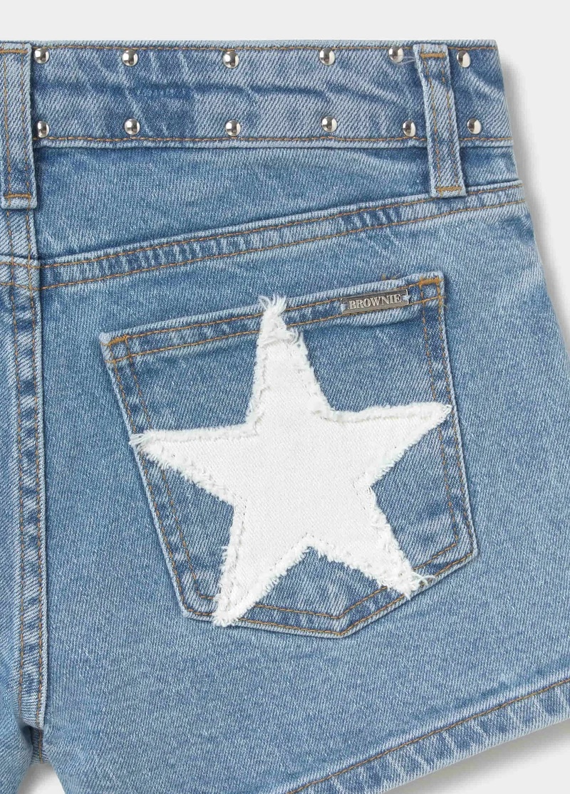 Studded shorts with star patch