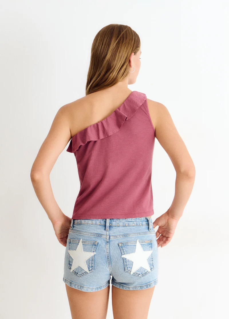 Asymmetrical ruffle t-shirt