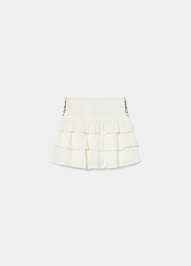 Printed skirt with beaded waist detail