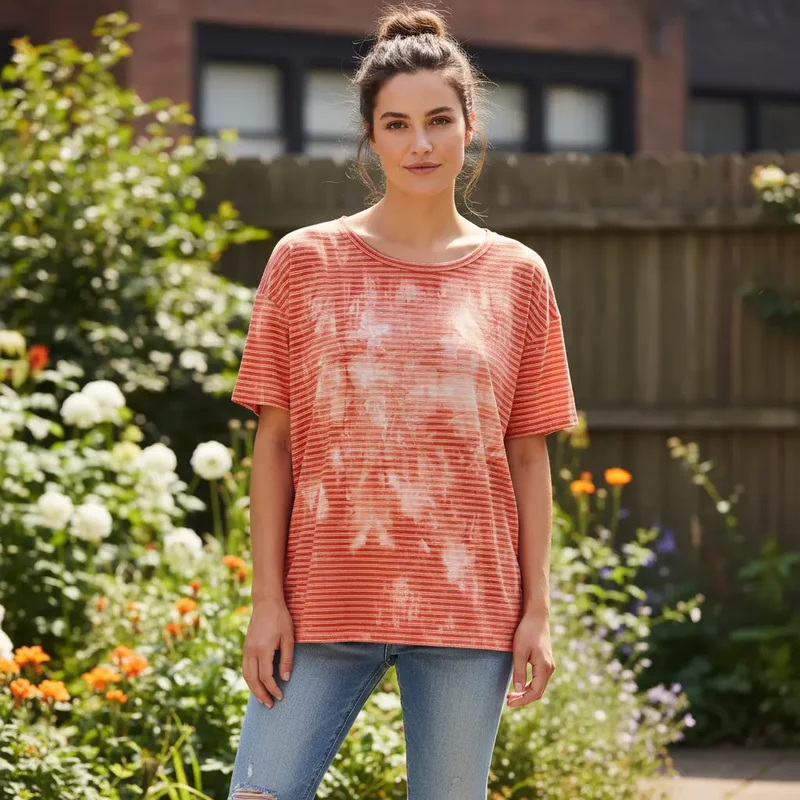 Baumwolljersey mit streifen und Batik Muster
