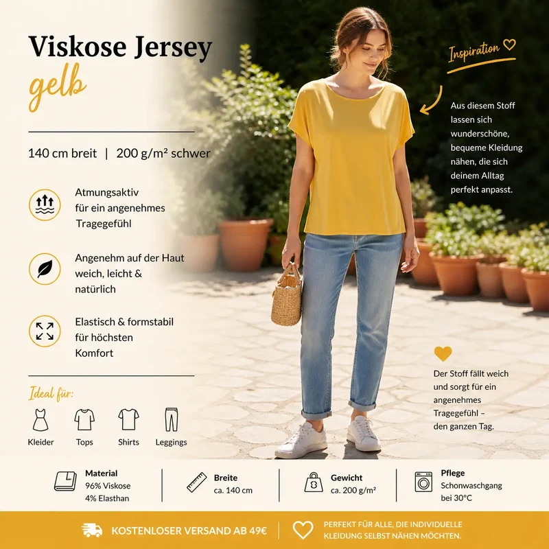Viskosejersey uni Gelb
