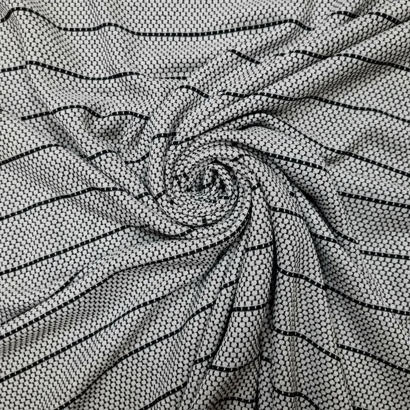 Jacquardjersey grau mit Waben und Streifen