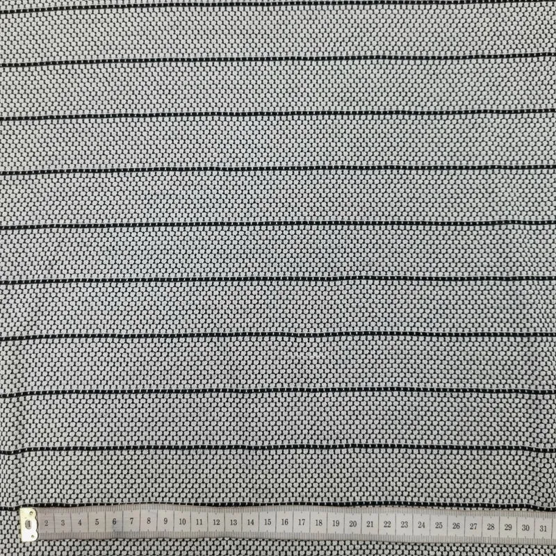 Jacquardjersey grau mit Waben und Streifen