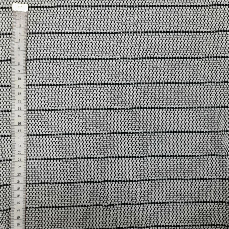 Jacquardjersey grau mit Waben und Streifen