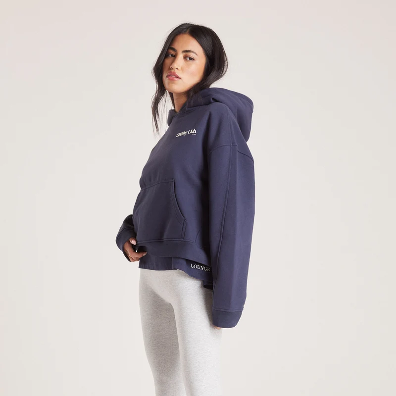 Kastenförmiges Hoodie - Tintenblau