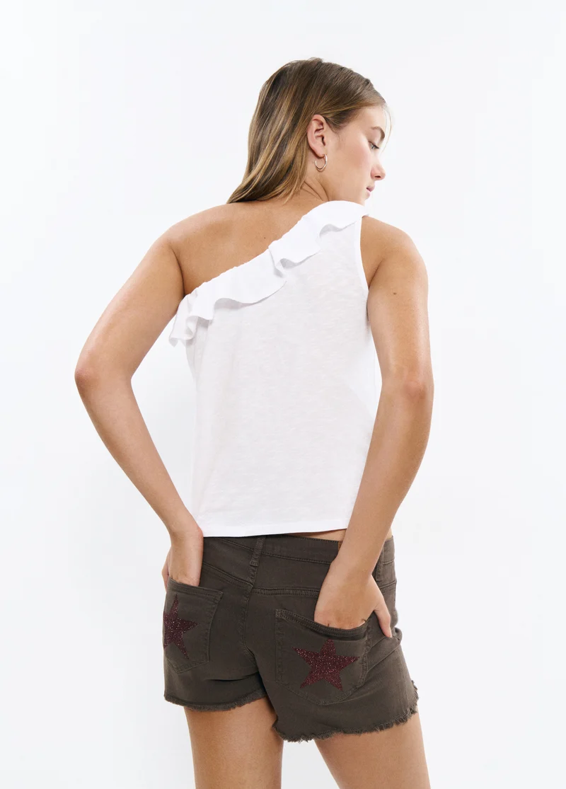 Asymmetrical ruffle t-shirt