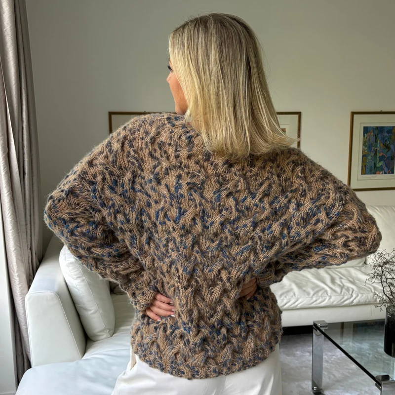 Strick-Set ALPACA Leopard Zopf-Pullover (inkl. Strickanleitung)