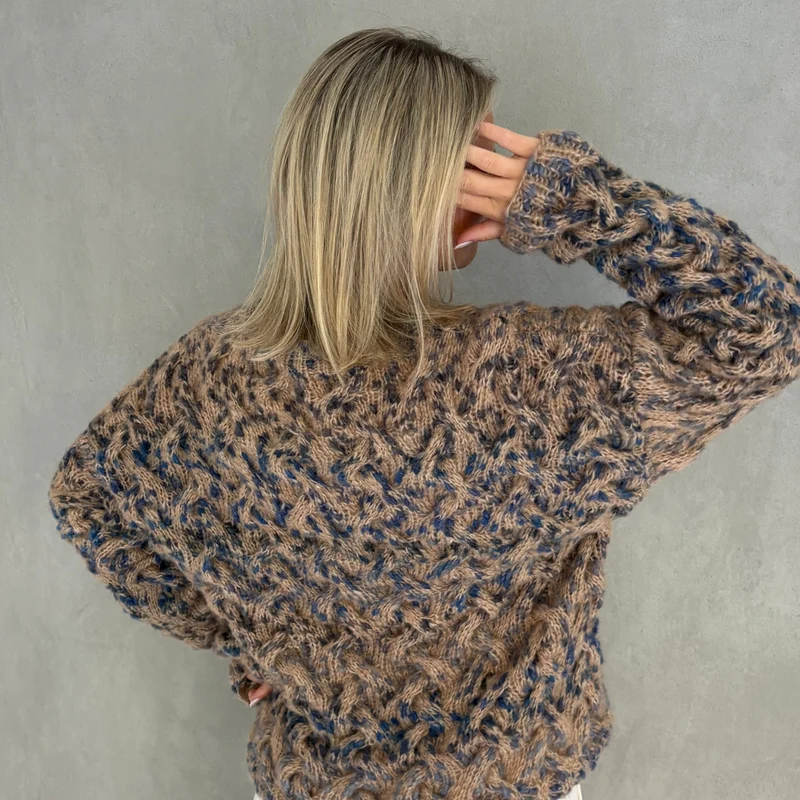 Strick-Set ALPACA Leopard Zopf-Pullover (inkl. Strickanleitung)