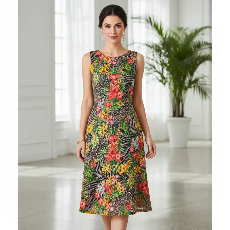 Exotische Spitze mit Blumen und Tierfellmotiv - Goldschimmer