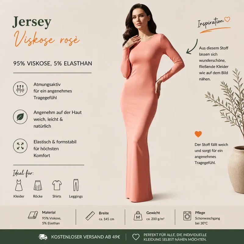 Viskosejersey uni rosè