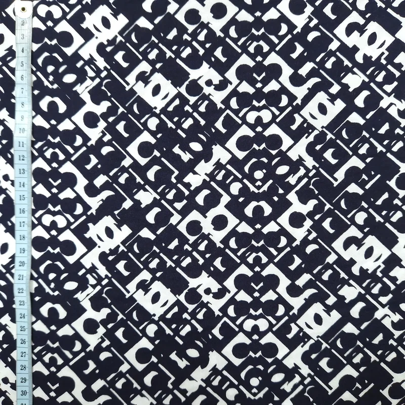 Viskosestoff mit geometrische Muster dunkelblau
