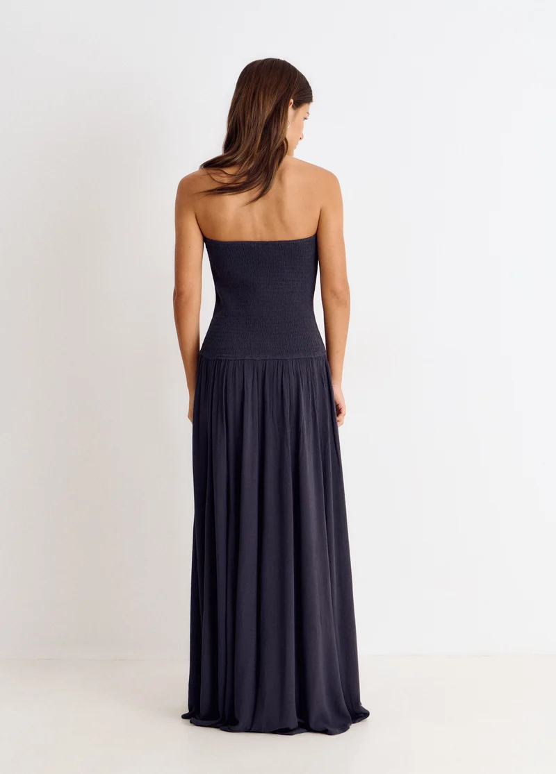 Long bandeau lace dress