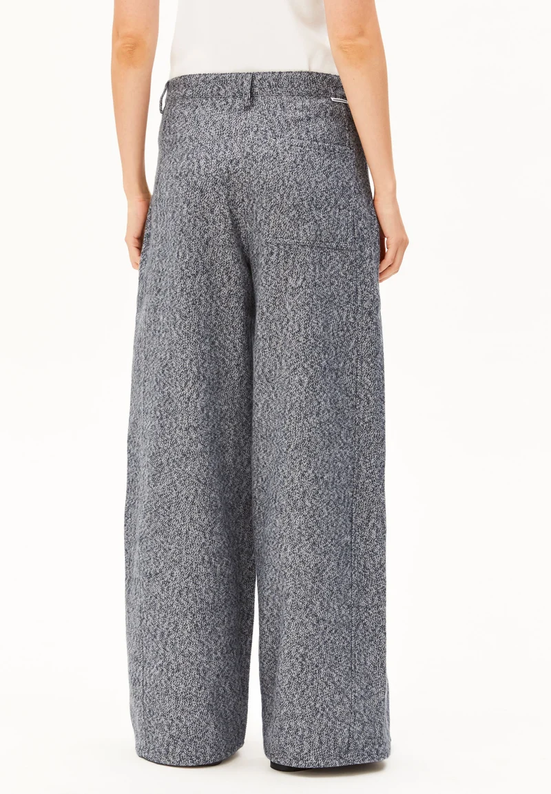 TWEED BARREL HOSE | mid grey melange-oatmilk