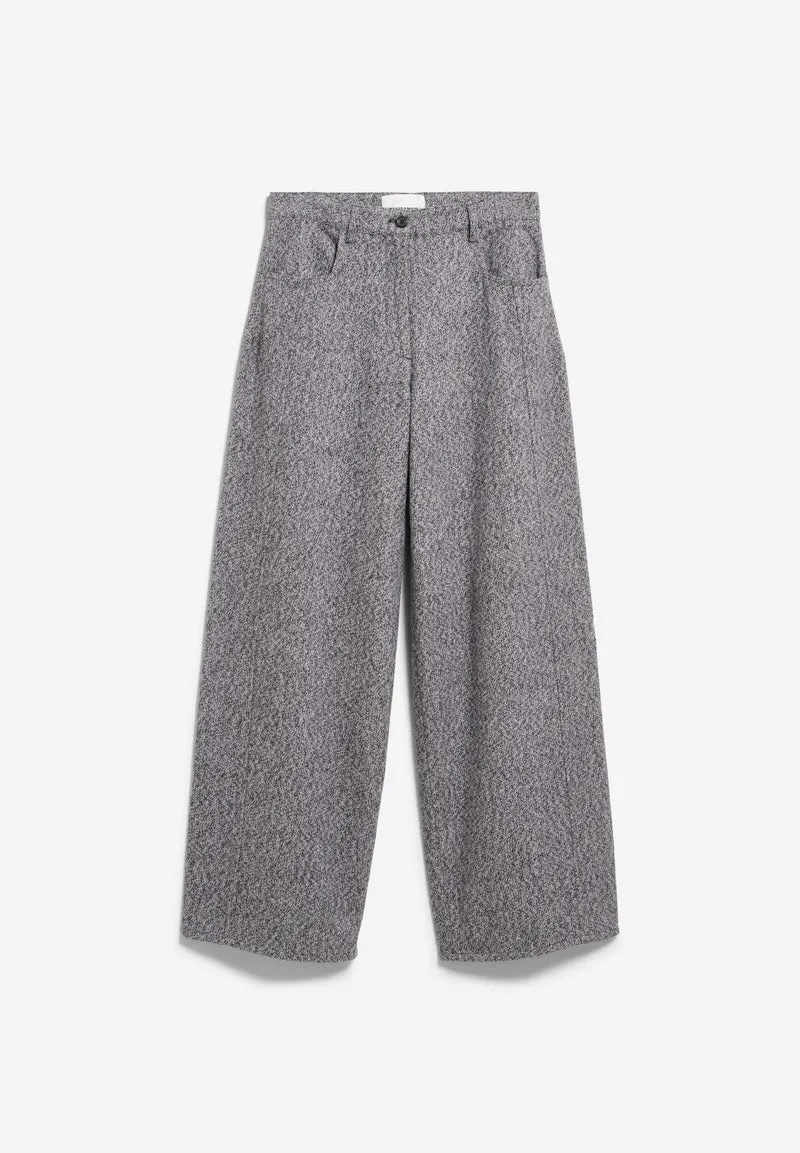 TWEED BARREL HOSE | mid grey melange-oatmilk
