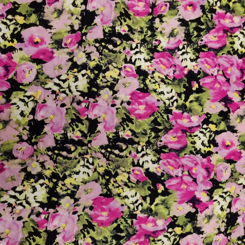 Viskosestoff mit Blumenmuster mehrfarbig