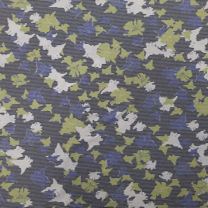 Viskosejersey gestreift mit Blumenmotiv abstrakt