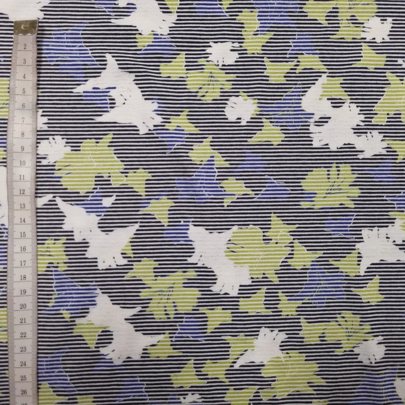 Viskosejersey gestreift mit Blumenmotiv abstrakt