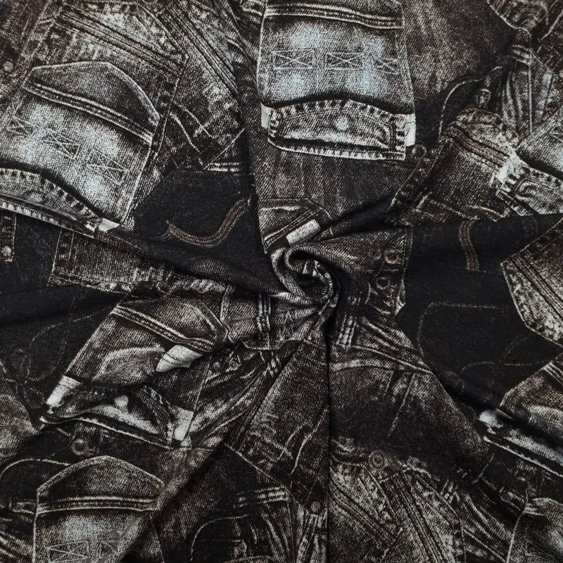 Viskosejersey mit Jeanshosen Muster