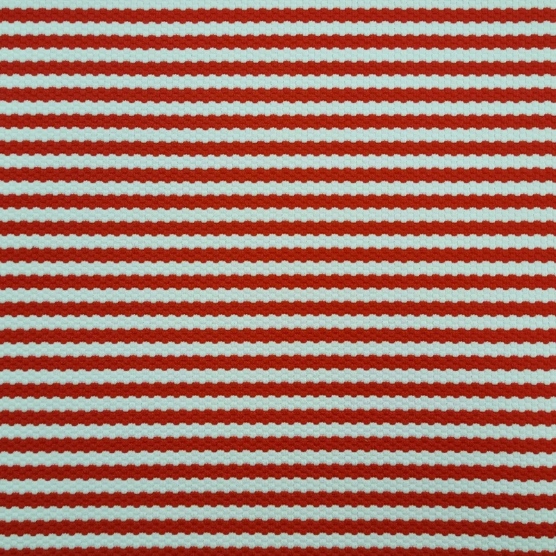 Jacquardjersey gestreift rot, weiß Waben