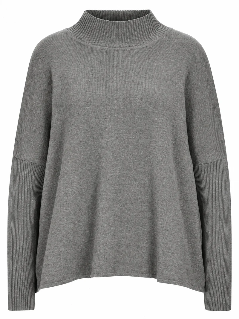 Oversize-Pullover mit Struktur – 100 % Made in Germany Titan