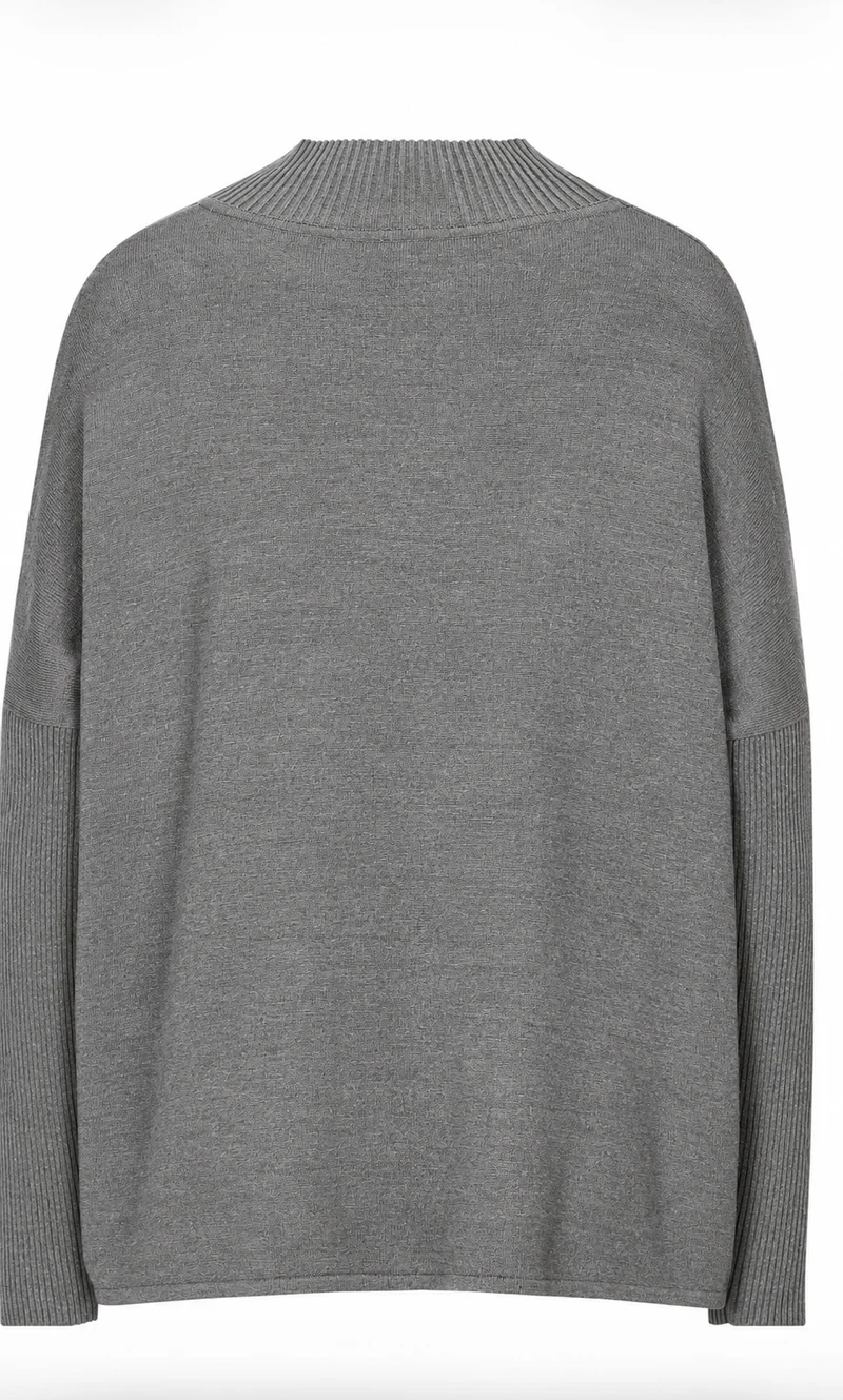 Oversize-Pullover mit Struktur – 100 % Made in Germany Titan