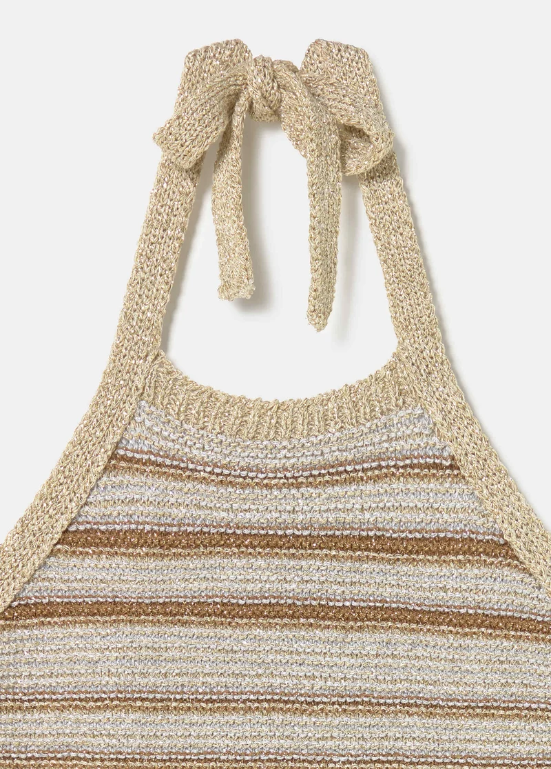 Metallic-thread halter top