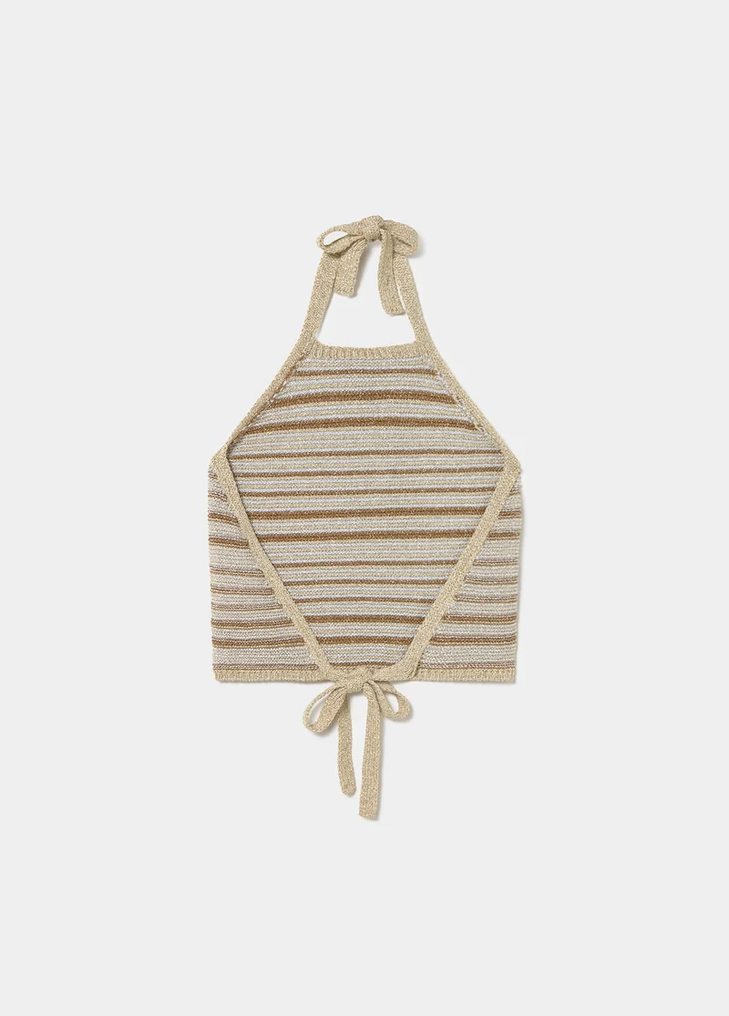 Metallic-thread halter top