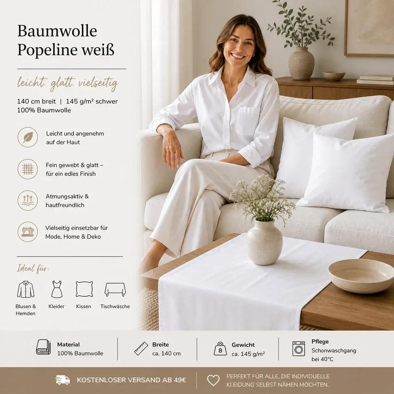 Baumwolle Popeline weiß