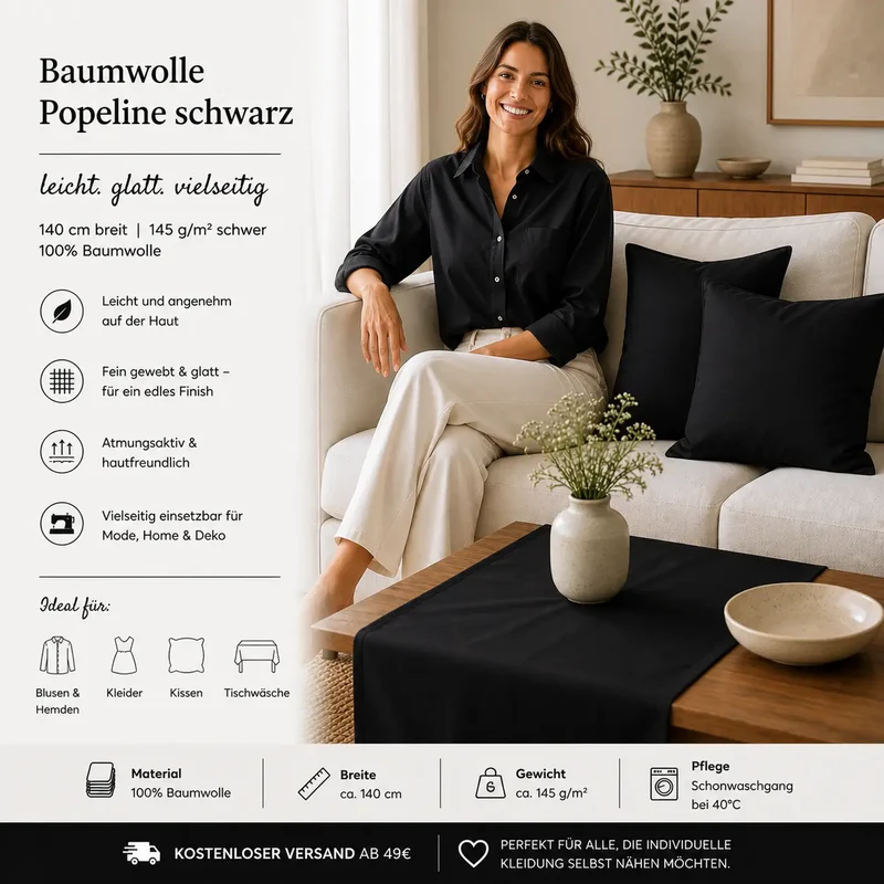 Baumwolle Popeline schwarz
