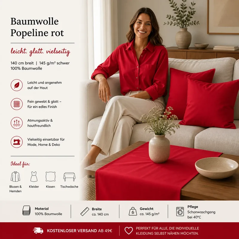 Baumwolle Popeline rot
