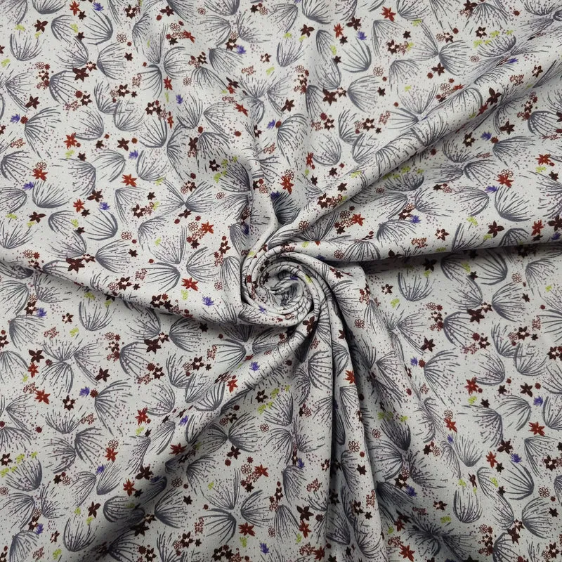 Baumwollstoff mit Blumenmuster und Stretch