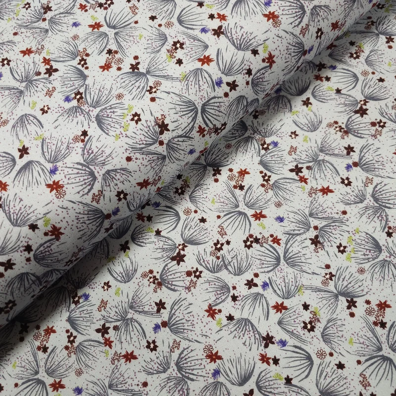 Baumwollstoff mit Blumenmuster und Stretch