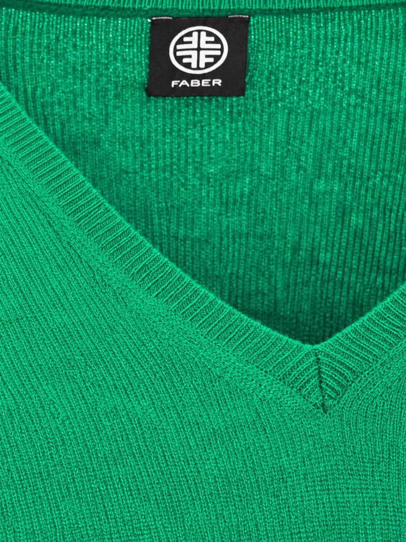 V-Pullover aus feiner Woll-Kaschmir-Qualität Smaragd