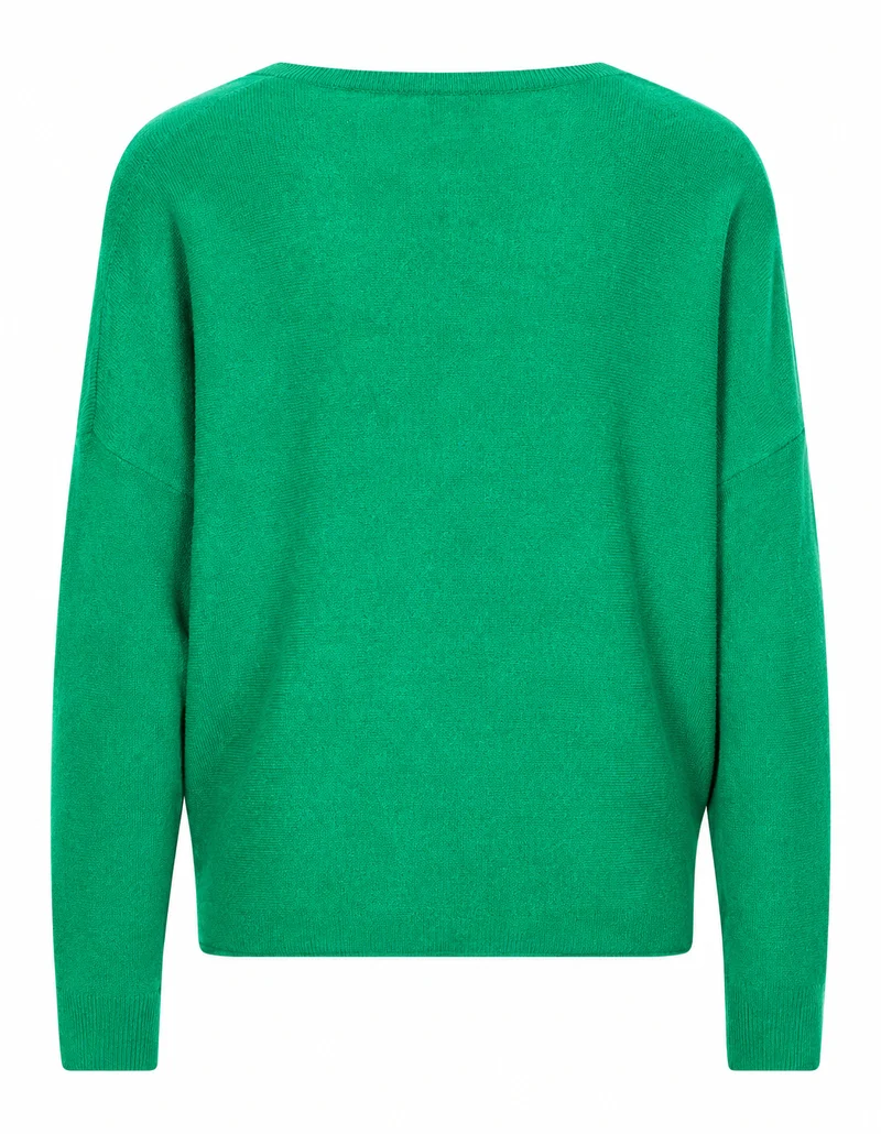 V-Pullover aus feiner Woll-Kaschmir-Qualität Smaragd